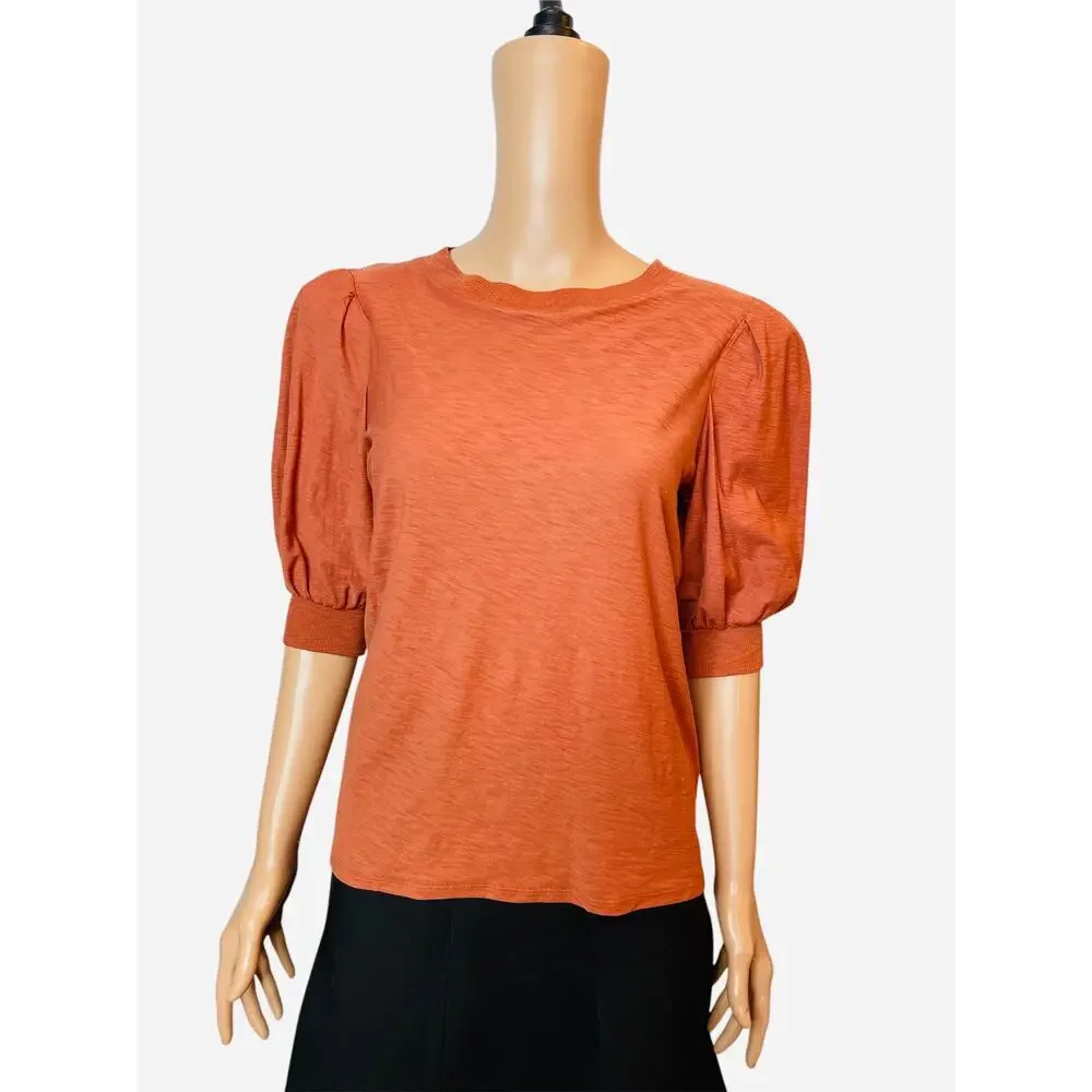 Nation Ltd Puff Sleeve Crewneck Tee size S Red Clay - Picture 3 of 8